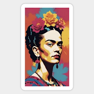 Frida's Chromatic Charm: Colorful Portrait Magnet